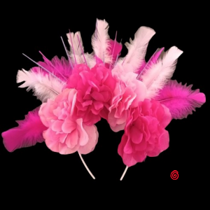 VINCHA CHEILI FLORES Y PLUMAS COLOR ROSA x 1